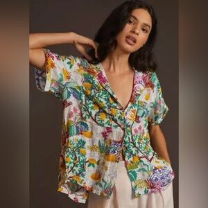 Anthropologie Maeve Classic Surf Short Linen Blend Lemon Tree Size Small NWOT